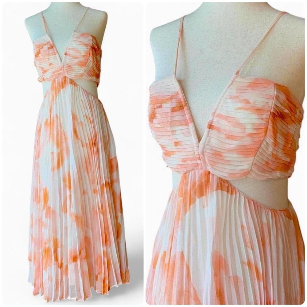 Express Pastel Watercolor Pleated Maxi Dress
